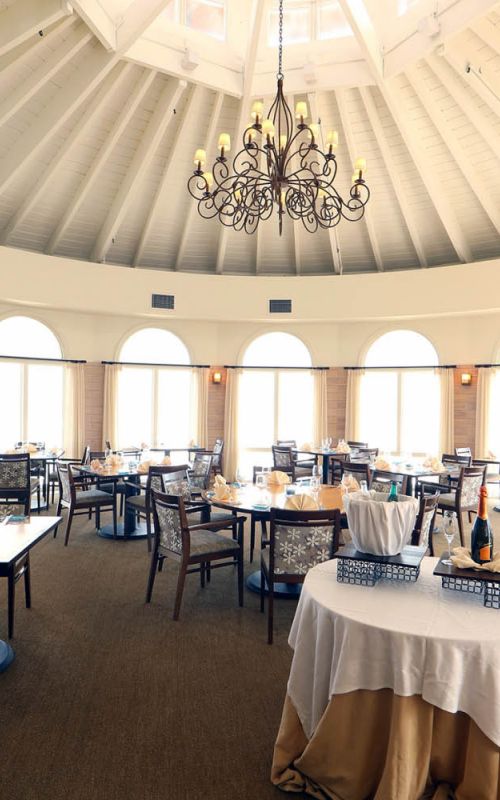 Dining area inside the Sea View Grille at The Lodge